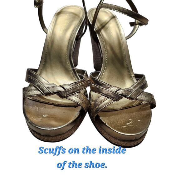 Ralph Lauren Women's Gold Metallic Espadrille Wedge Sandals Sz 8.5 - Picture 8 of 9